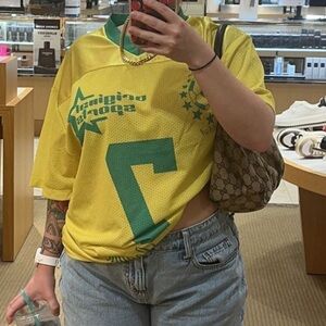 Yellow & green oversized fit jersey shirt. Urban Outfitters.